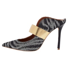 Malone Souliers Mules in tessuto lurex nero/oro taglia 40