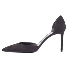 Saint Laurent Black Suede Pointed Toe D'orsay Pumps Size 42