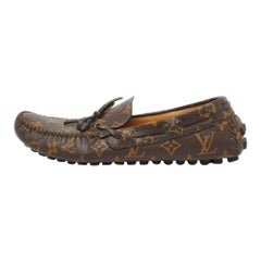 Louis Vuitton Brown Monogram Canvas Arizona Slip On Loafers Size 42