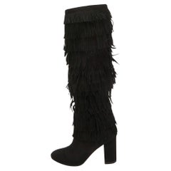 Dolce & Gabbana Black Suede Knee Length Boots Size 38