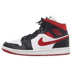 Air Jordans Multicolor Leather Jordan 1 Mid Gym Red Black White Sneakers Size 43
