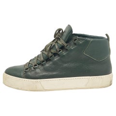 Balenciaga Green Leather Lace Up Sneakers Size 45