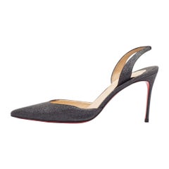 Christian Louboutin Black Glitter Slingback Pumps Size 40