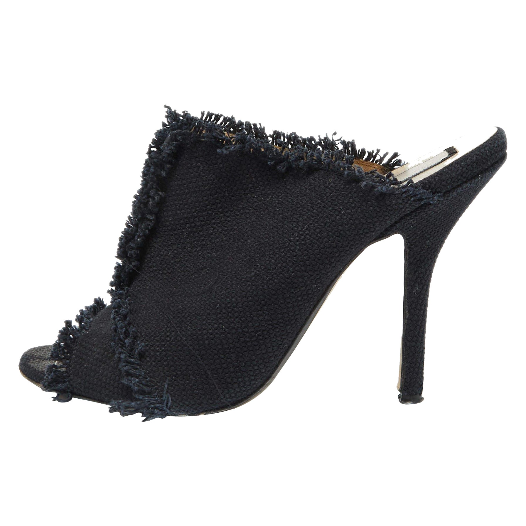 N21 Open Toe Slide Mules en toile bleu marine Taille 40 en vente