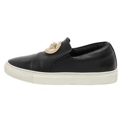 Versace Black Leather Medusa Slip On Sneakers Size 37