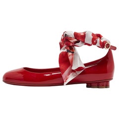 Salvatore Ferragamo Red Patent Leather Ballet Flats Size 37.5