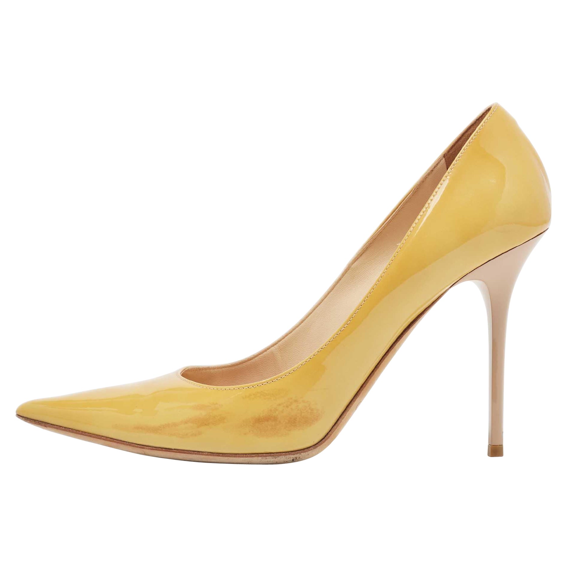 Jimmy Choo Yellow Patent Leather Abel Pumps Size 39 For Sale