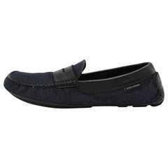 Dolce & Gabbana Blue Denim and Leather Penny Loafers Size 42