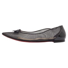 Christian Louboutin Black Mesh and Patent Leather Ballet Flats Size 38