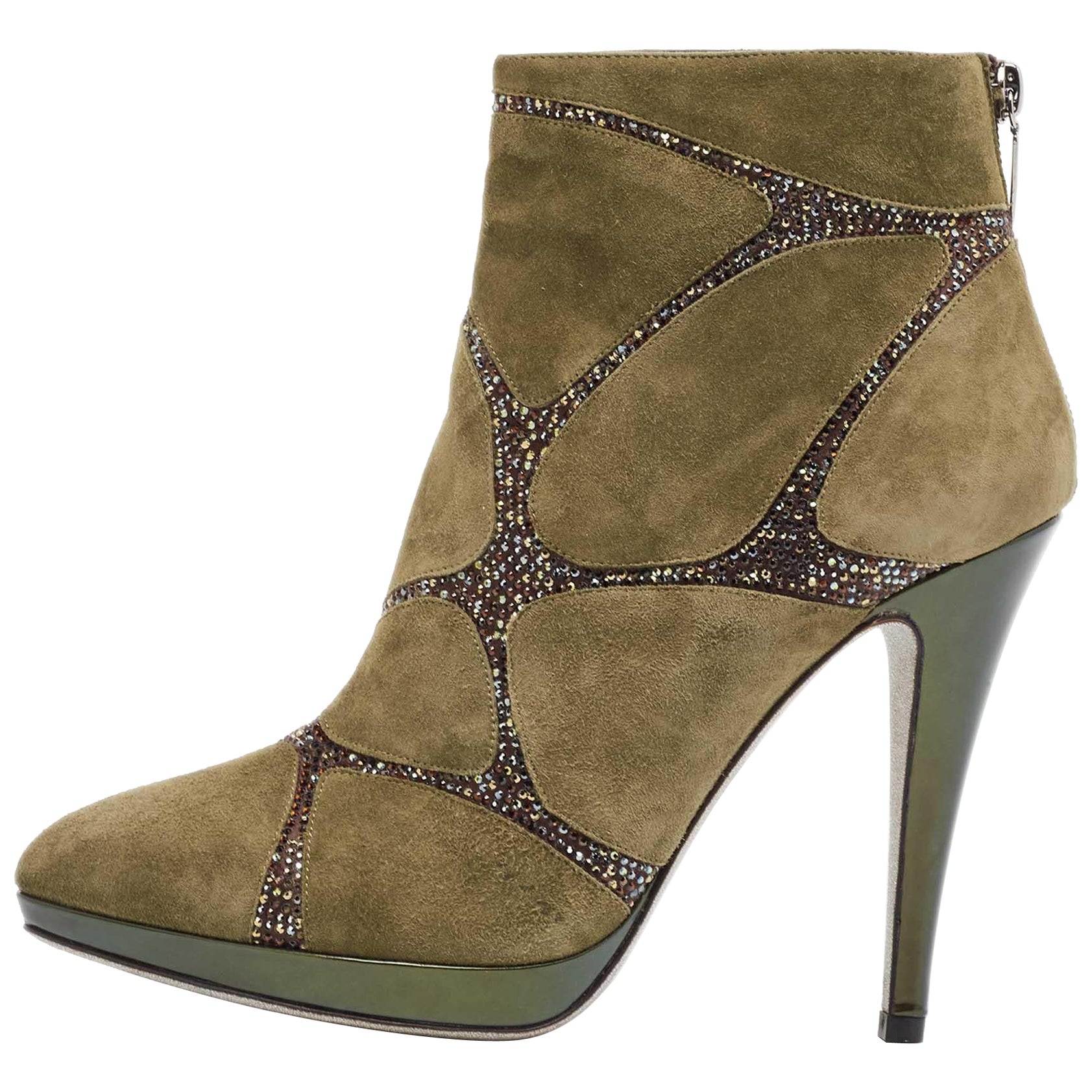 René Caovilla - Bottes en daim vertes Taille 39 en vente
