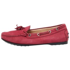 Tod's Beerenrosa Nubuck Leder Schleife Gommino Driving Loafers Größe 37,5