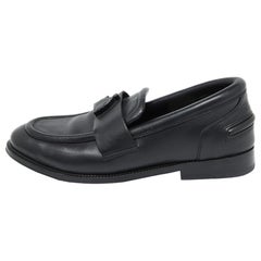 Lanvin Black Leather Slip on Loafers Size 41