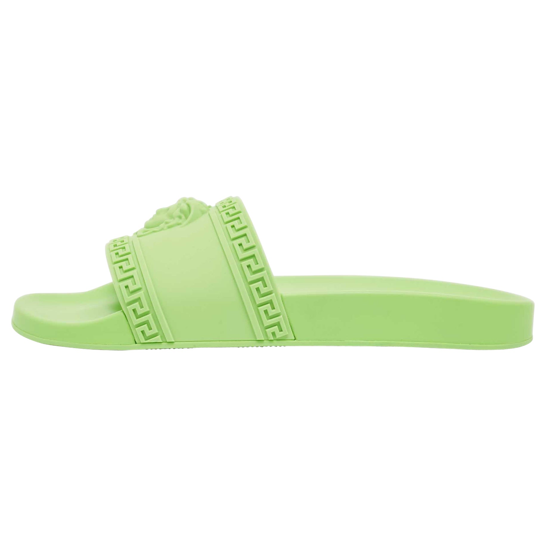 Versace Neon Green Rubber Palazzo Pool Slides Size 46
