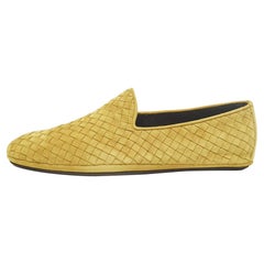 Bottega Veneta Green Suede Intrecciato Smoking Slippers Size 42