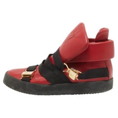 Giuseppe Zanotti Red Leather High Top Sneakers Size 46