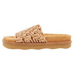 Chloe Beige Pelle Intrecciata Kacey Scivoli Piatti Taglia 37