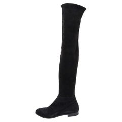 Jimmy Choo Black Suede Knee Length Boots Size 39