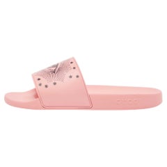 Gucci Pink Rubber Garden Pool Slides Size 46