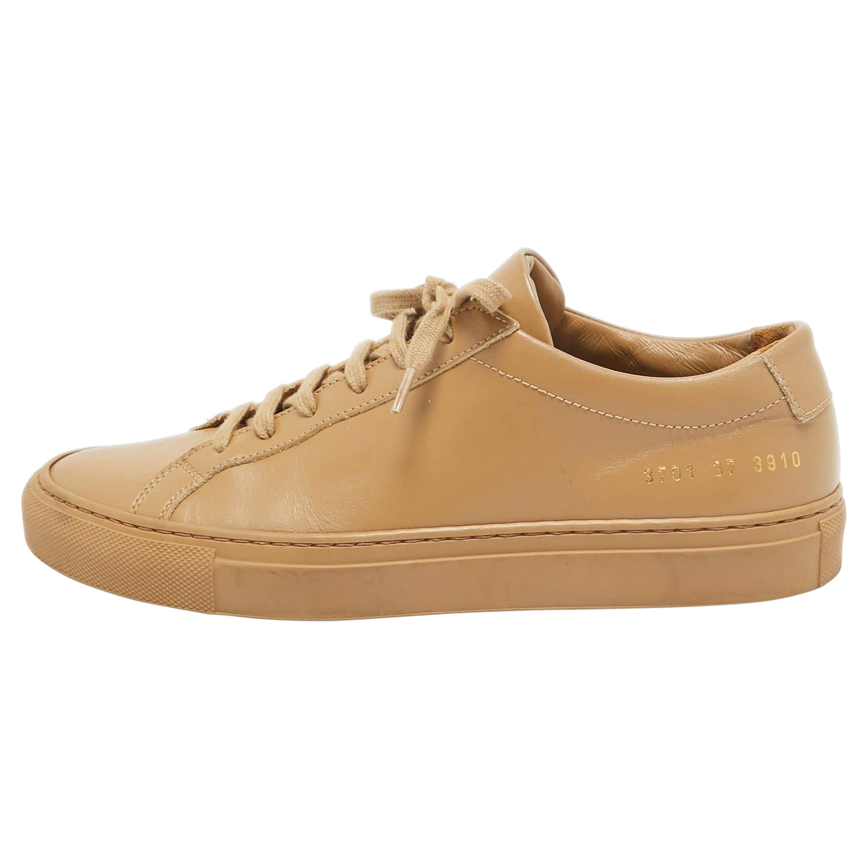 Common Projects Brown Leather Achilles Sneakers Size 37 For Sale