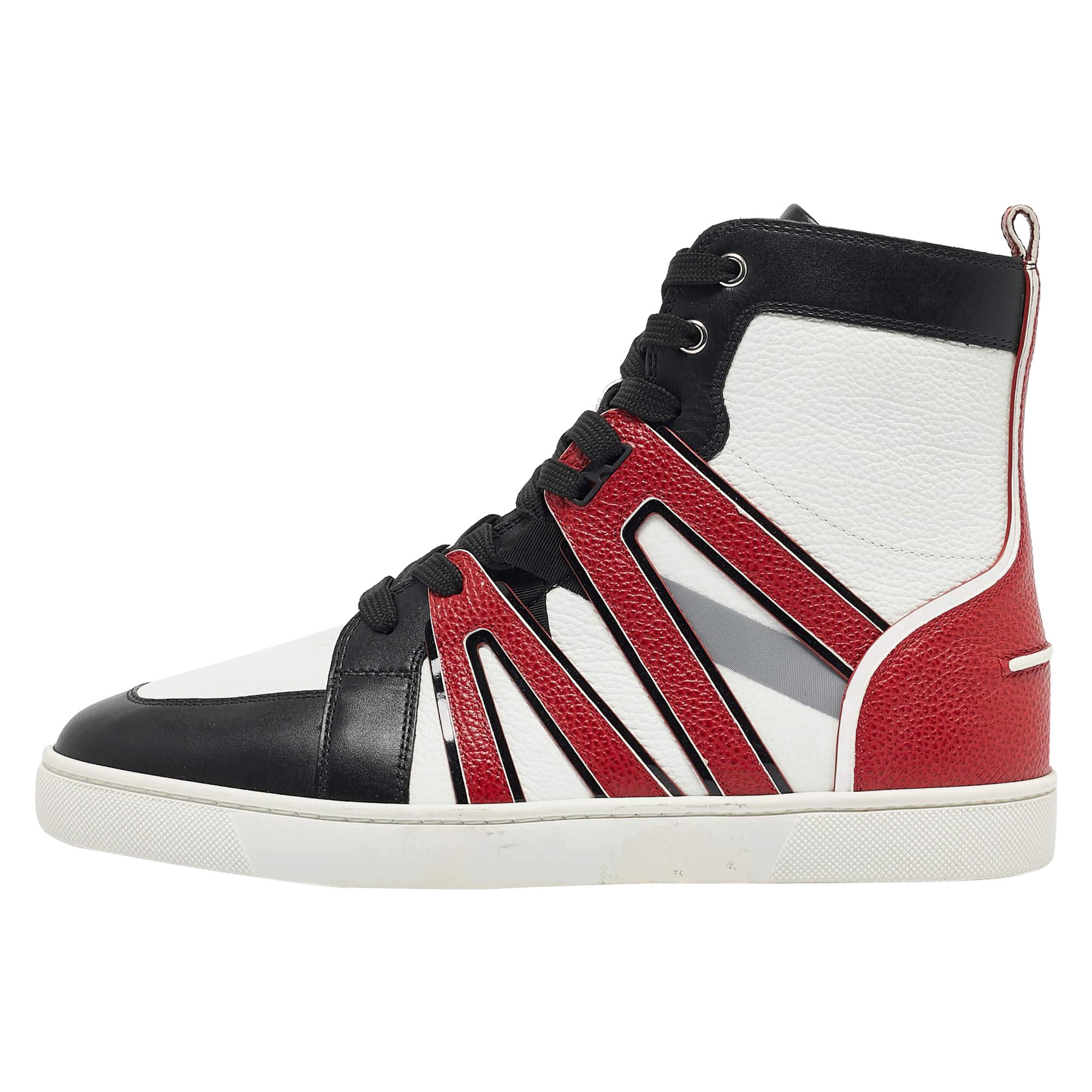 Christian Louboutin Mehrfarbige High Top-Turnschuhe aus Leder Größe 42.5