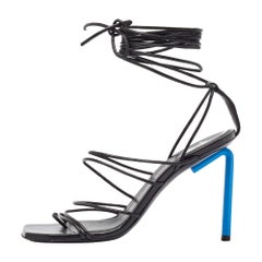 Off-White Black Leather Ankle Strap Sandals Size 37