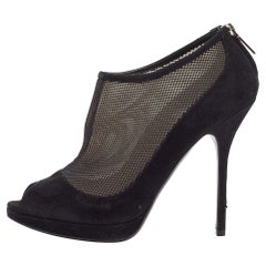 Dior Botines negros de malla y ante con puntera abierta Talla 39.5