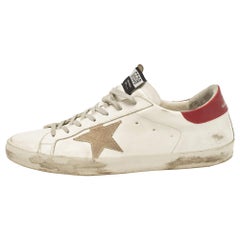 Golden Goose White Leather Super Star Lace Up Sneakers Size 46