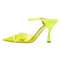 Malone Souliers Neon Yellow Patent Leather and PVC Iona Mules Size 37