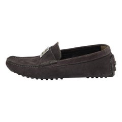 Fendi Dunkelgrauer Wildleder Slip on Driving Loafers Größe 40