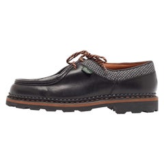 Ermenegildo Zegna Black Canvas and Leather Lace Up Derby Size 41