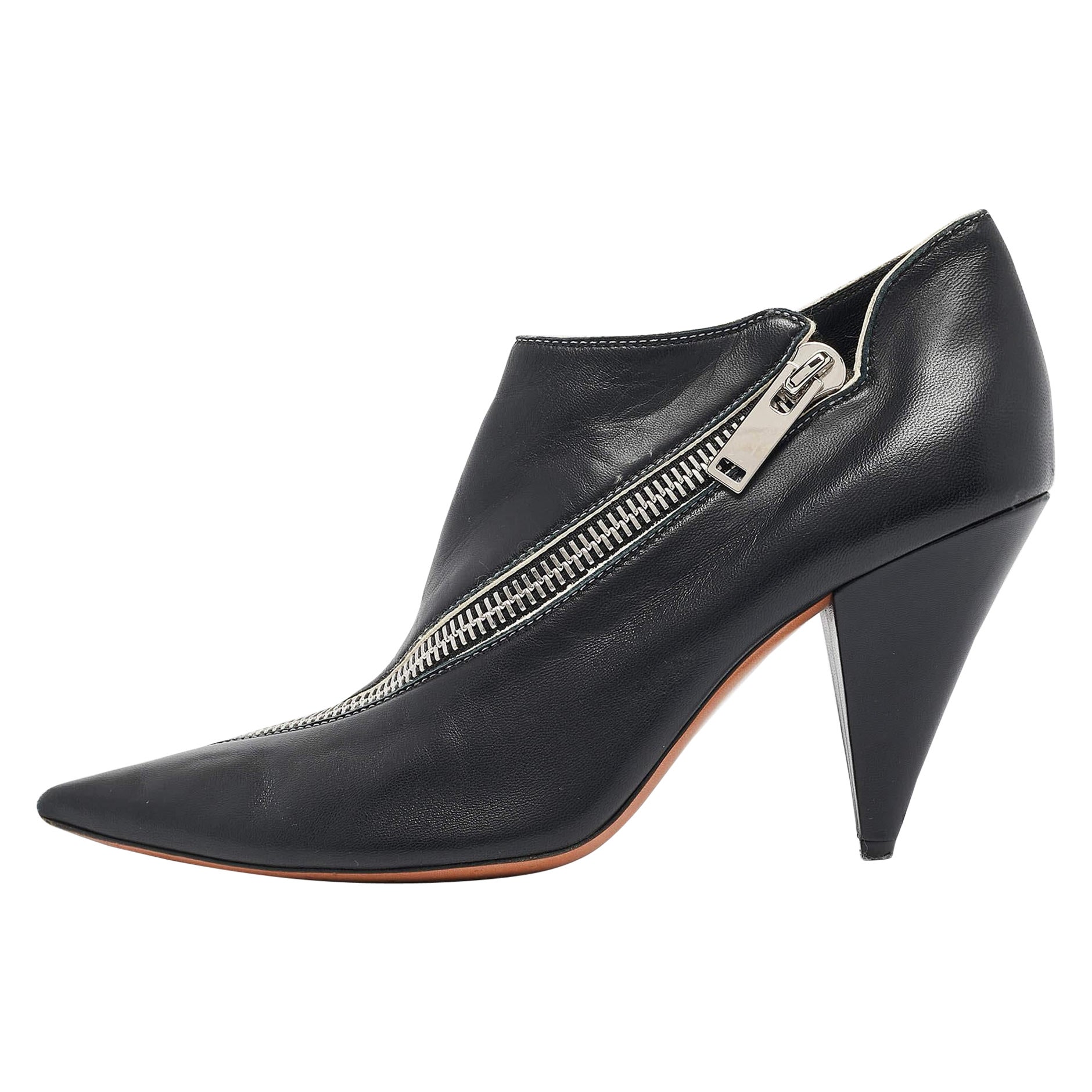 Botines de piel negra con cuello en V Celine Talla 39