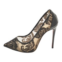 Christian Louboutin Black Lace Dentelle Chantilly Follies Pumps Size 35