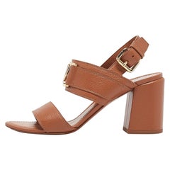 Louis Vuitton Brown Leather Horizon Slingback Sandals Size 38.5