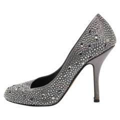 Gina - Pumps in raso grigio scuro impreziosite da cristalli - misura 38