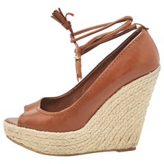 Sergio Rossi Brown Leather Wedge Pumps Size 38