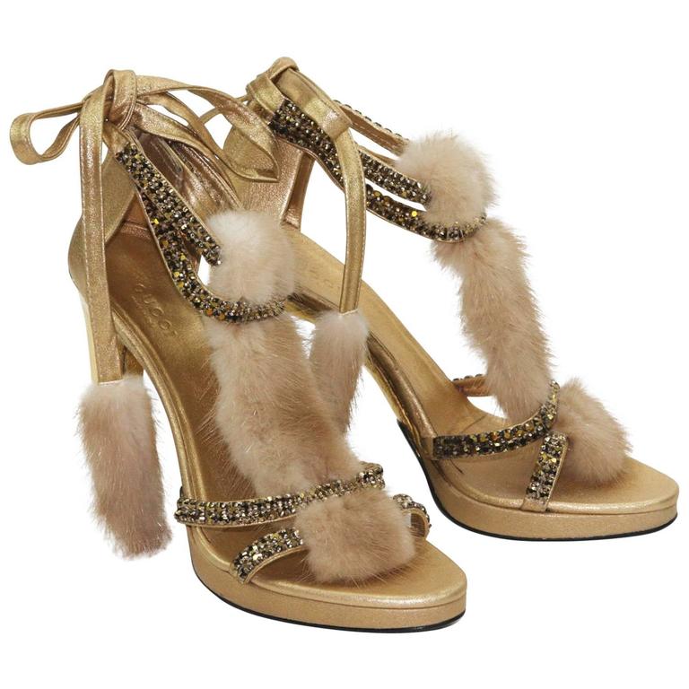 gucci fur heels