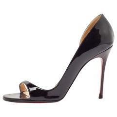 Used Christian Louboutin Black Patent Leather Toboggan Pumps Size 40