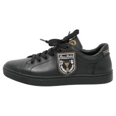 Dolce & Gabbana Black Leather Portofino Low Top Sneakers Size 39.5
