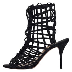 Sophia Webster Black Suede Delphine Lace Up Sandals Size 39