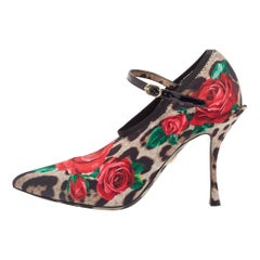 Dolce Gabbana Multicolor Floral Satin Patent Leather Mary Jane Pumps Size 38