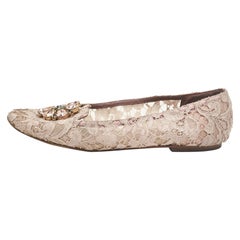 Dolce & Gabbana Light Purple Lace Taormina Smoking Slippers Size 40