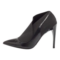 Dior Black Patent Leather and Stretch Fabric Ankle Booties Size 39