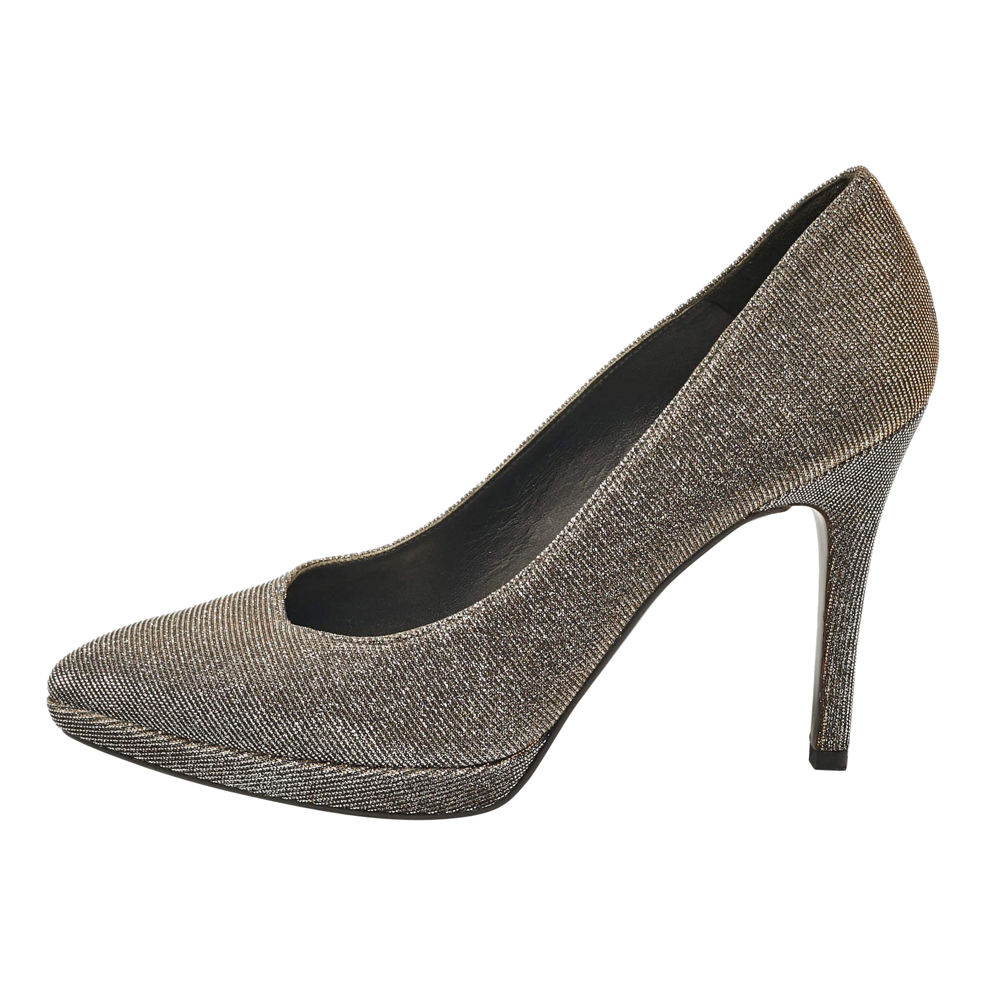 Stuart Weitzman Silver Lurex Fabric Pointed Toe Pumps Size 37