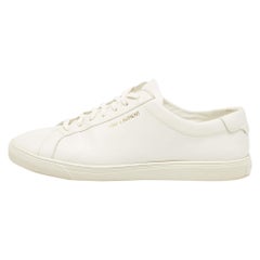 Saint Laurent White Leather Andy Sneakers Size 44