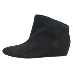 Alaia Black Suede Low Ankle Length Boots Size 35.5