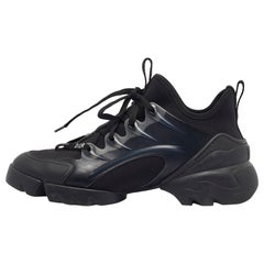 Dior Schwarze Turnschuhe aus Leder und Neopren mit Schnürung aus D-Connect Größe 37,5