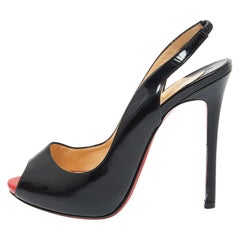 Christian Louboutin Patent Leather Private Number Slingback Sandals Size 37.5