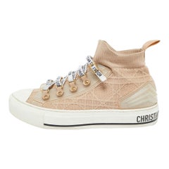 Dior Beige Knit Fabric Walk'n'Dior High Top Sneakers Size 37