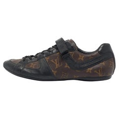 Louis Vuitton Black/Brown Monogram Canvas and Leather Lace Up Sneakers Size 42.5
