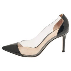 Gianvito Rossi Black Patent Leather and PVC Plexi Pumps 37.5